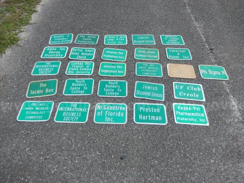 USED (26) SMALL ASSORTED SIGNS 9" x 12"