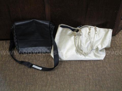 (1) USED CREAM DESIGNER HANDBAG; (1) USED BLACK DESIGNER SHOULDER BAG