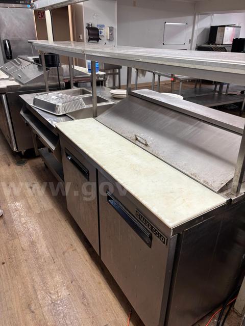 Maxx Cold 2-Door Line Cooler / open top attached to Handell 3-compartment Food Warmer