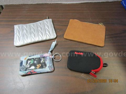(2) COSMETIC PURSES, (1) CAMERA CASE, (1) CHANGE PURSE