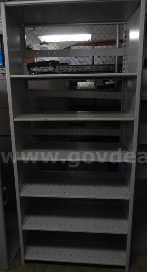 USED (1) 6 TIER METAL BOOKCASE MISSING BACK 81" H x 36" L x 20" W