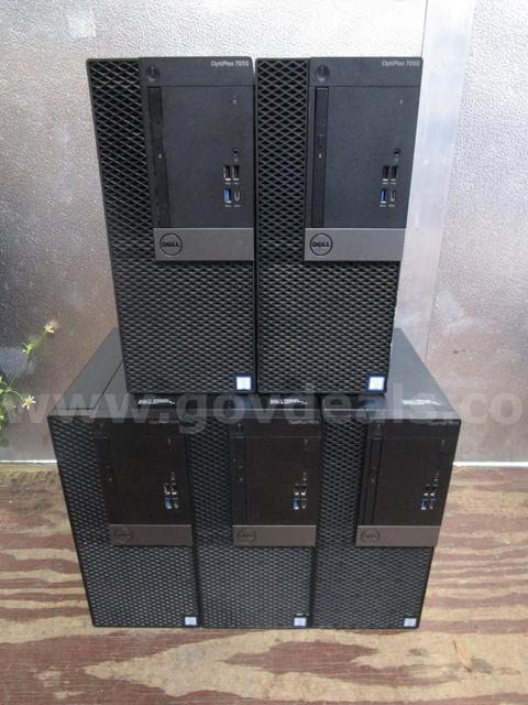 (2) USED DELL OPTIPLEX 7050 TOWERS, i7vPro 7TH GEN; (3) USED DELL OPTIPLEX 7070 TOWERS, i5vPro 9TH GEN