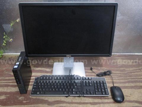 USED DELL COMPUTER SET: (1) 22" DELL MONITOR, P2214Hb; (1) DELL OPTIPLEX MICRO 7060; (1) DELL MOUSE; (1) DELL KEYBOARD
