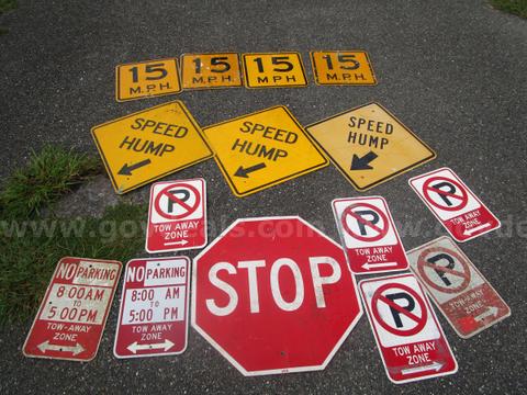 BATCH OF (15) USED ROAD SIGNS