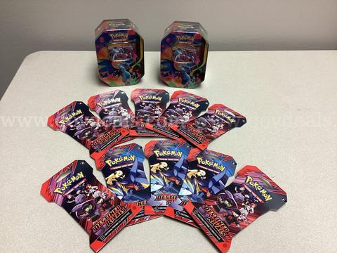 2 Pokémon Mega Charizard X ex Tin,  10 sleeved Booster Pack