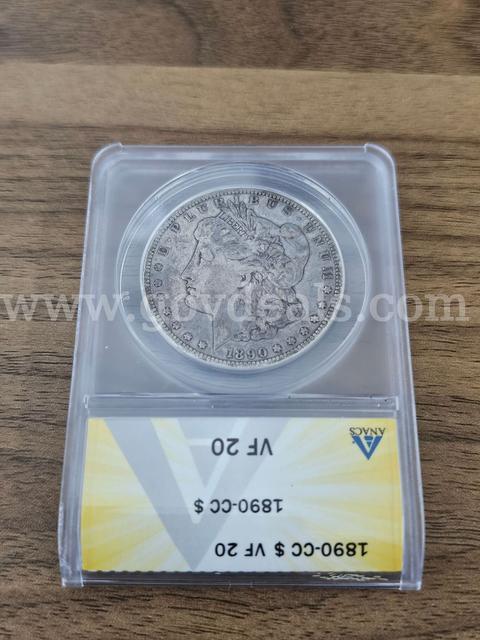 1890-CC  U.S. Silver Dollar Slab Graded VF 20  Great Investment, Extremely Rare Coin