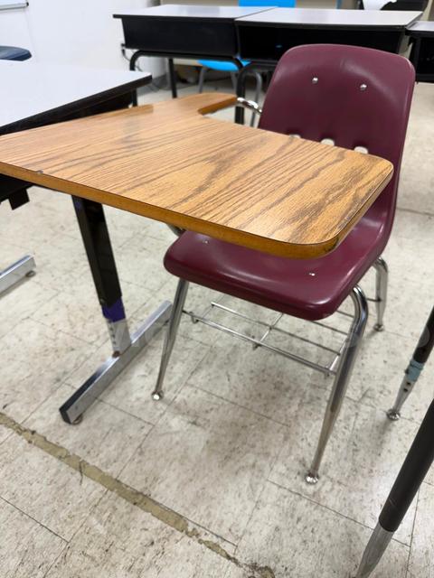 Lot of 100 Assorted Desks with Attached Seats