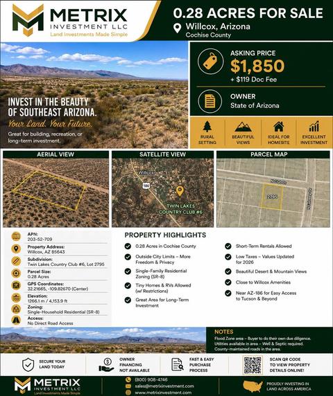 0.28ac Nice residential lot, Cochise County AZ