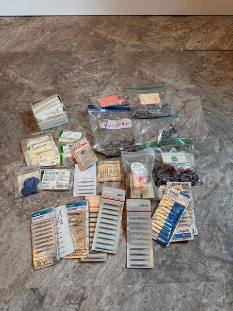 Large Lot of Lab Dental Dentist Carbide Tools Tips Attachments Mandrels Burs etc. Brasseler