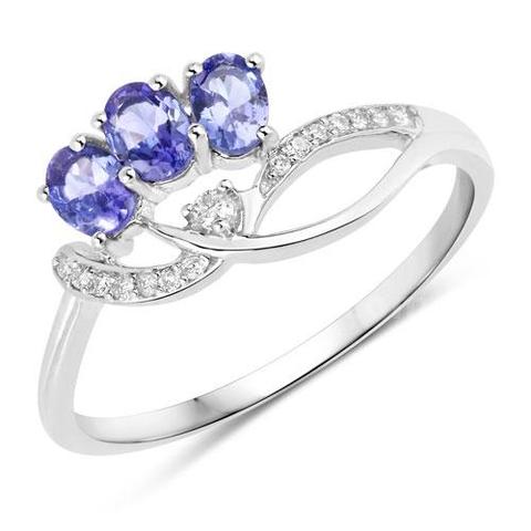 14K White Gold Tanzanite & Diamond Ring
