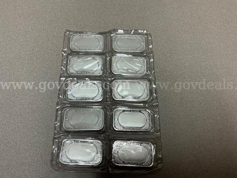 (10) 1 OZ SilverTowne Silver Bar -American Flag Design.999fine silver (Total 10 Troy ounces)