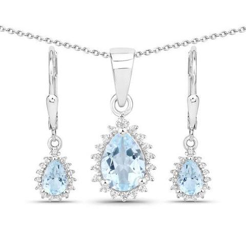 Designer Sterling Silver London Blue Topaz Ladies Jewelry Set 2.00 CTS Priced To