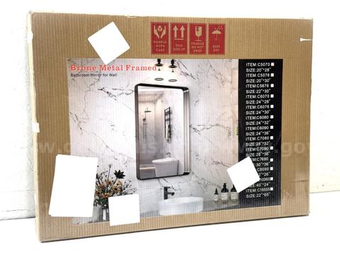 Brand New - 20"x 28" Aluminum Alloy Framed and Tempered Glass Wall Bathroom Vanity Mirror Bronze - Shipping Available