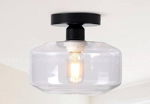Brand New - 2PCS - 12 in. Ceiling Light with Clear Glass Shade for Kitchen Islands, Black - Shipping Available