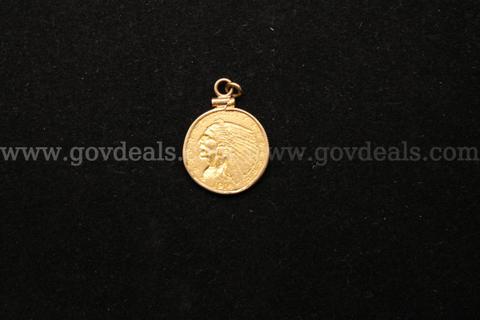 1- 1914 $2 1/2 Indian Head Gold Coin In A Gold Colored Bezel