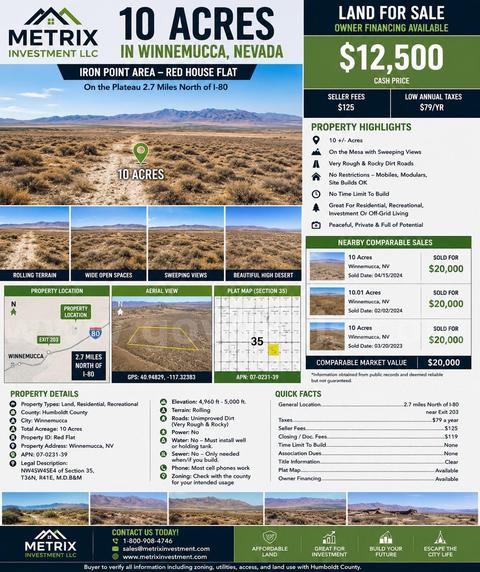 Big10ac lot Humbotdt County NV