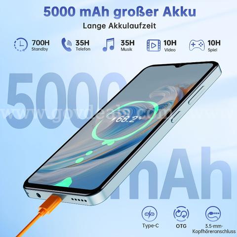 Oukitel C5 Smartphone 256GB 16GB RAM 5000mAh Battery Light Blue Android Phone
