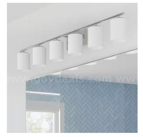 Brand New - Replay Collection 48 in. 6-Light Brushed Nickel Vanity Light with Etched White Glass - Shipping Available