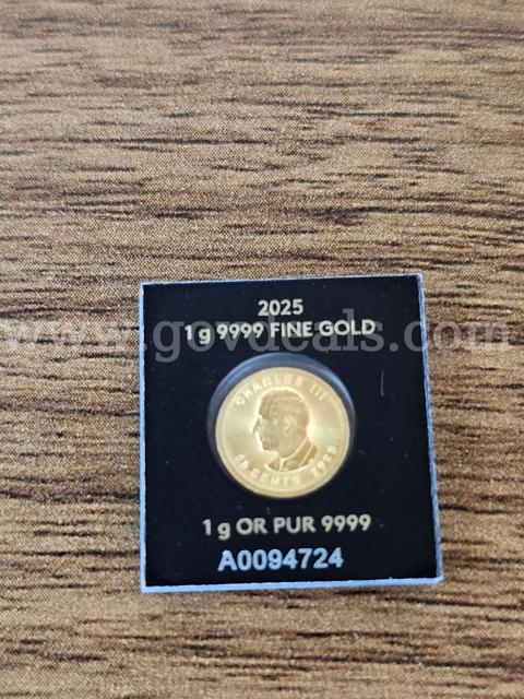 1925 1 gram .999 Fine Pure Gold, Royal Canadian Mint