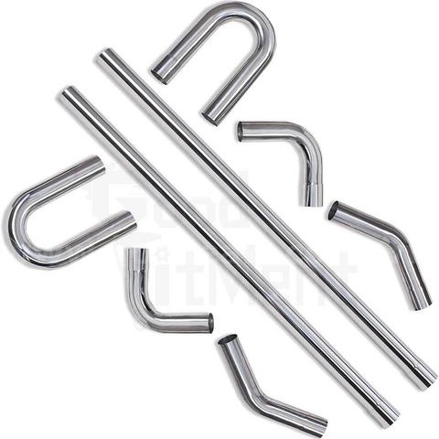 Brand New - 8Pcs 2.5" OD Straight Bend DIY Custom Mandrel Exhaust Pipe Kit Stainless Steel - Shipping Available