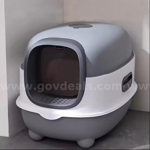 Brand New - Enclosed Cat Litter Box with Drawer, Grey and White - Shipping Available