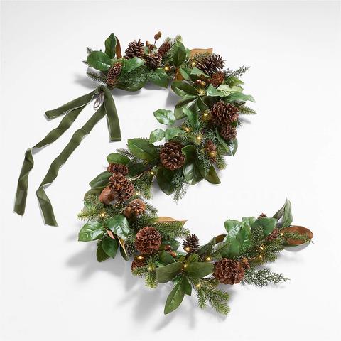 Brand New - 6ft. Faux Magnolia and Pinecone Pre-Lit Holiday Garland - Shipping Available
