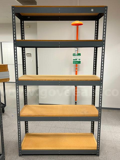 Lot of Approximately 10-12 Global Industrial 5-Shelf Metal Racking Shelving Stor