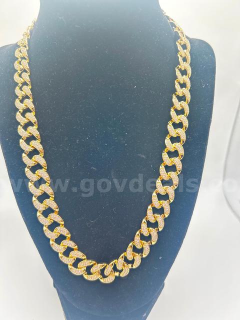 24k Gold, 20” Iced-Out Cuban Link Chan