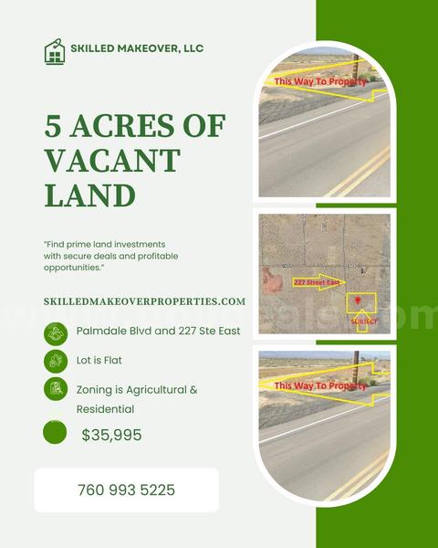 Buildable 5 Acres of Vacant Land Close to Palmdale Blvd