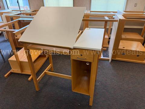 CAD Drafting Drawing Table with Drawer and CPU Storage Cabinet