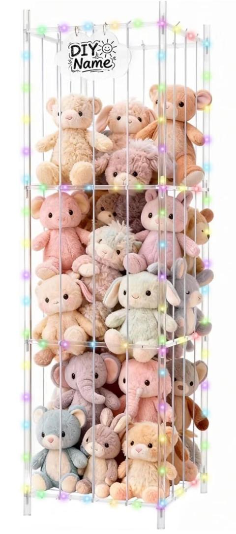 Brand New - Acrylic Stuffed Animal Storage Organizer with LED Lights, 53" - Shipping Available