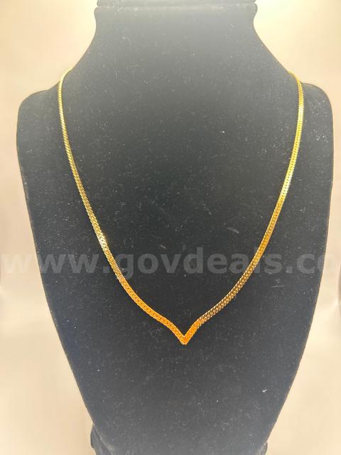 24k Gold, 3/16 Inch, 18", Flat Flex V-Shape Necklace READ ⬇️