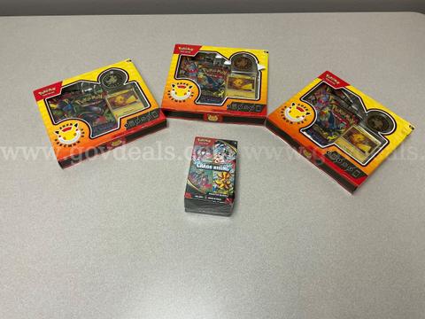 (3)Pokémon collection boxes trading card game, Pokemon Mega Evolution Chaos Rising Booster Bundle