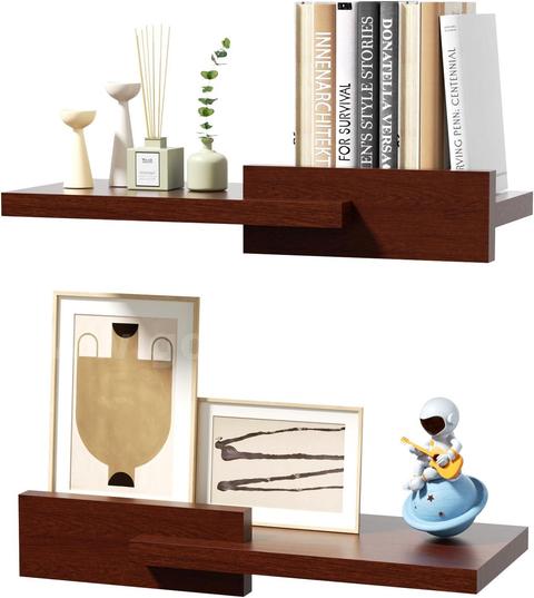 Brand New -  Set of 2 Rustic Wood Floating Shelves for Wall, 16 Inches, Brown - Shipping Available