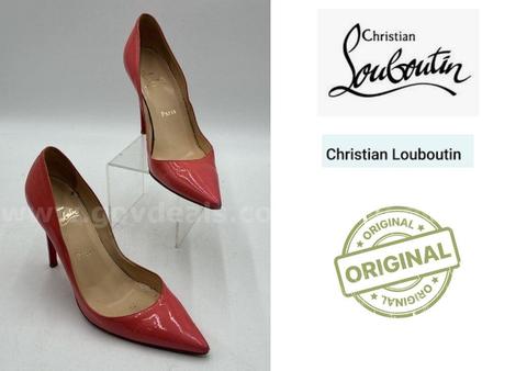 Authentic Original Christian Louboutin Pink Patent Leather Pointed Toe Pumps Heels Size 38