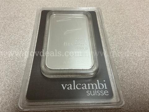 100 Gram  Valcambi Suisse .999 Fine Silver Bar