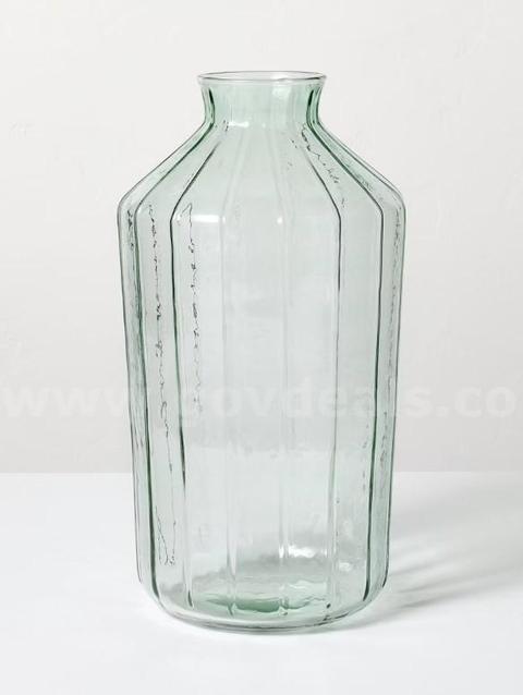 Brand New - 14" Ribbed Glass Decorative Flower Vase - Shipping Available