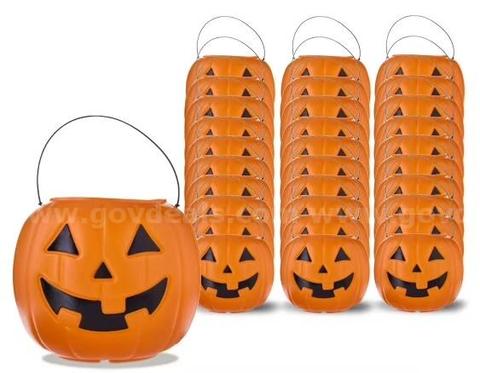 Brand New - 30 PCS - 8" Orange Pumpkin Pail Halloween Trick-or-Treat Basket - Shipping Available