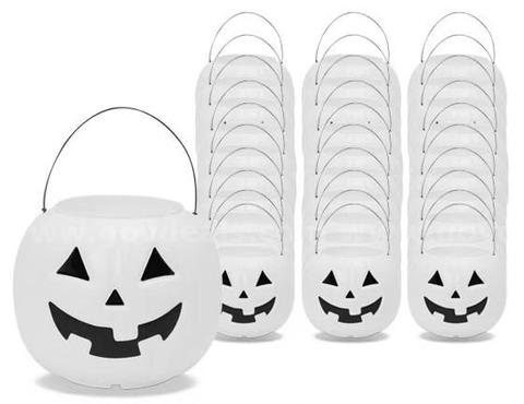 Brand New - 30 PCS - 8" White Pumpkin Pail Halloween Trick-or-Treat Basket - Shipping Available