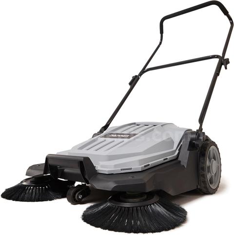 FREE SHIPPING - Factory Sealed - Walk-Behind Outdoor Floor Sweeper, 5.25 Gal Bin, 25.5" Width, Manual Push, Grey