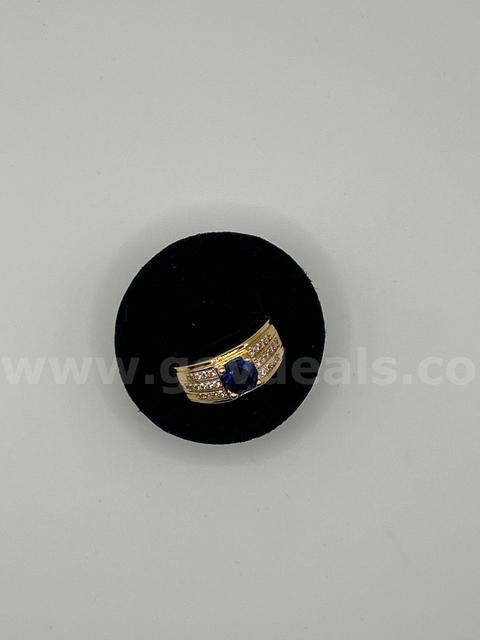 24K Gold, Size 9.5 Men’s CZ Sapphire Ring. READ ⬇️