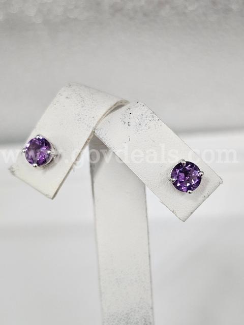 Solid Sterling Silver Amethyst Earrings, Beautiful