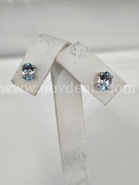 Solid Sterling Silver London Blue Topaz Earrings,  Very Nice