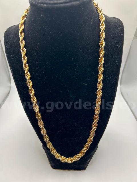 24K Gold, 22β Thick/Heavy 7mm Rope Necklace. 24k Real Gold Filled