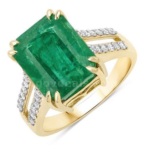 14K Yellow Gold Large Zambian Emerald Diamond Ring great investment App $29,150