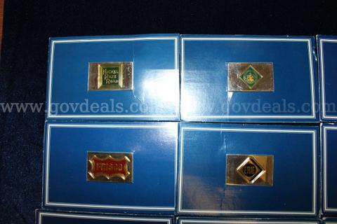 50- Silver Or Gold Colored Franklin Mint Railroad Emblem Name Plates