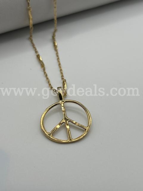 24K Gold, Dainty Necklace & Peace Pendant Set. READ ⬇️