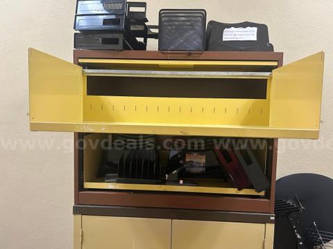Metal File Cabinet and Office Supplies