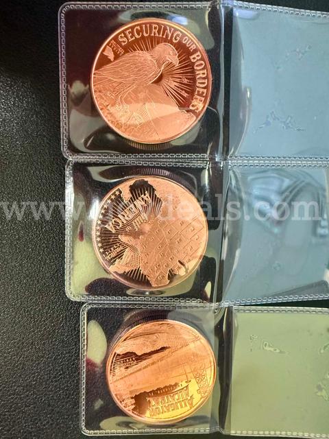 Lot of 3 Disme Political Series 1 Oz Copper Rounds – MAGA Border Designs + Free Gift