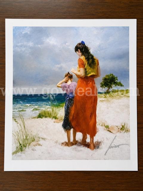 Pino Titled Beach Walk on Canvas Limited Edition Original Signature with Certificate of Authenticity  # 31/500